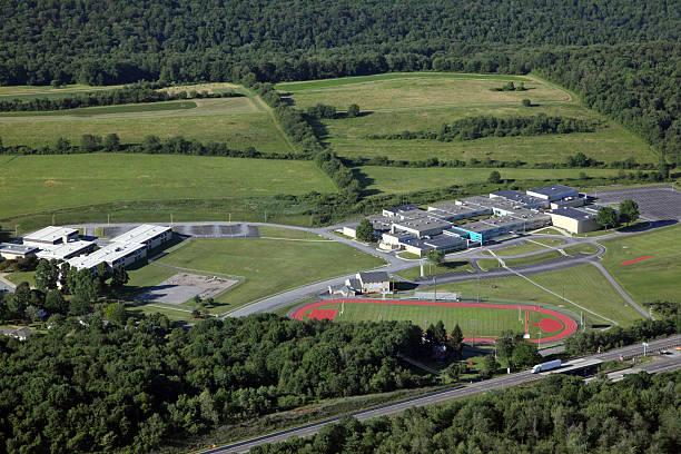 Rural School Campus Aerial stock photo