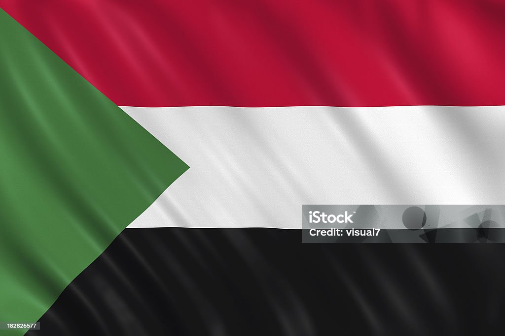sudan flag Flag of sudan waving with highly detailed textile texture pattern Colors Stock Photo