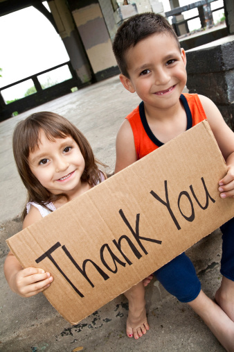 Thank You Sign Held By Cute Hispanic Children.See more from this series: