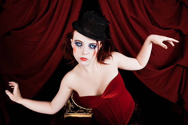 istock Bizarre Circus Sideshow Female Clown Blue Eyes 182827152