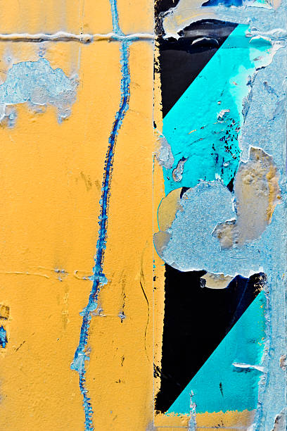 istock Yellow and green painted metal surface. 182827344