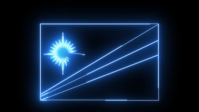 Marshall Islands country flag animation with glowing neon saber effect