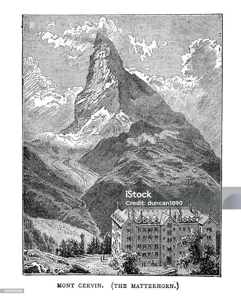 Matterhorn oder Mont Cervin - Lizenzfrei Alpen Stock-Illustration
