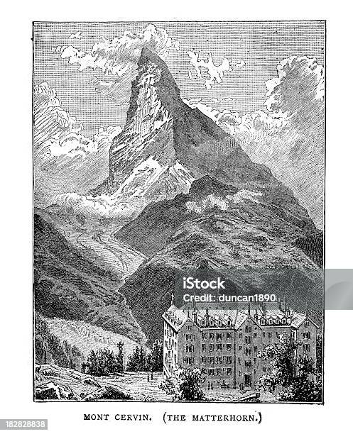 Matterhorn Oder Mont Cervin Stock Vektor Art und mehr Bilder von Alpen - Alpen, Altertümlich, Berg