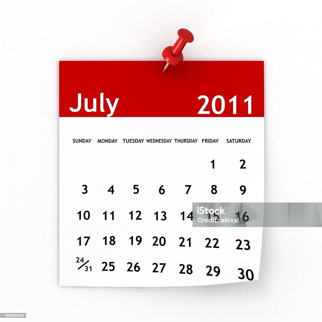 Luglio 2011-Calendario serie - Foto stock royalty-free di 2011