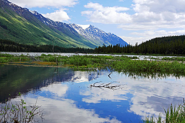 istock Lake reflecting snow covered mountains in background. 182830451