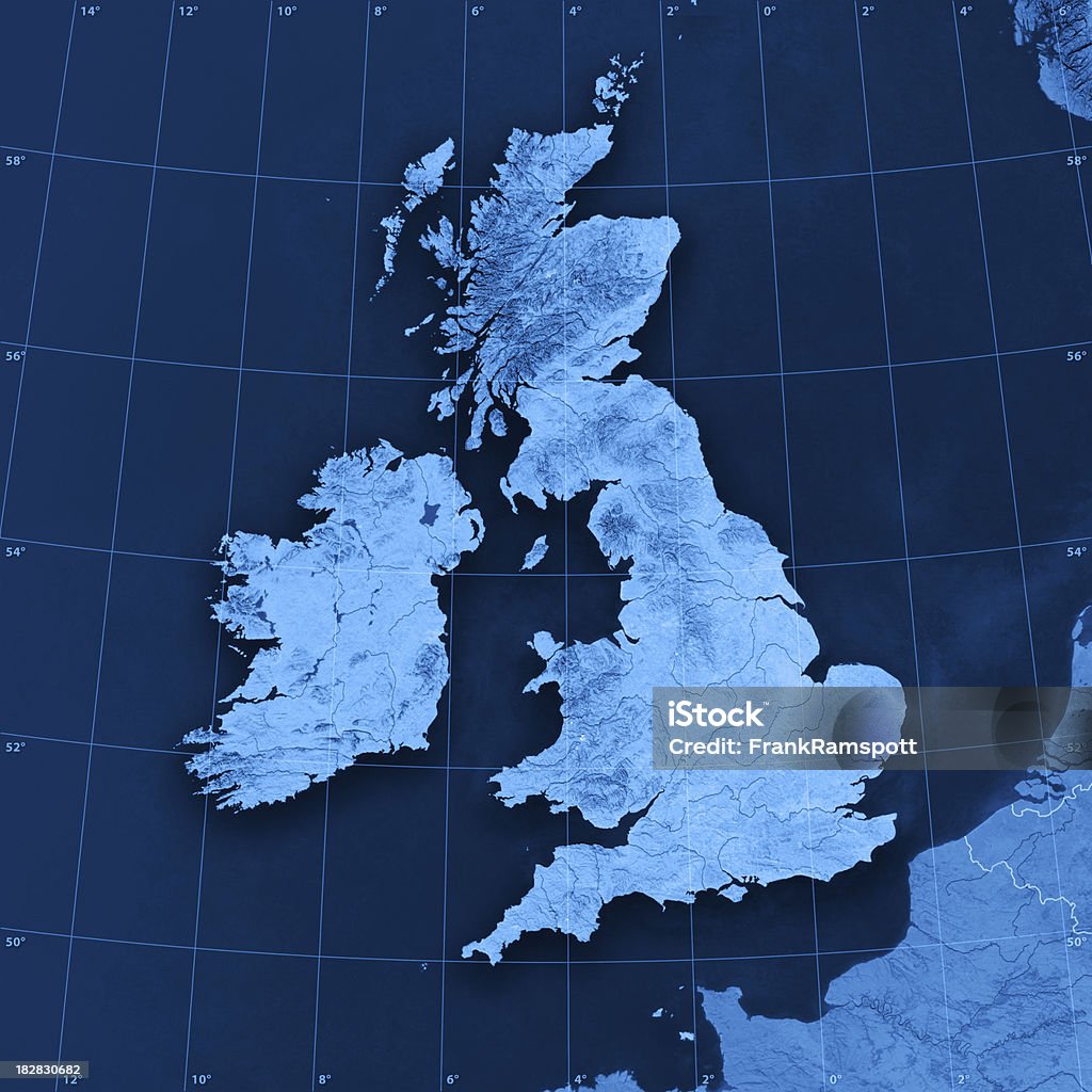 Topographic Mapa UK e Irlanda - Foto de stock de Reino Unido libre de derechos