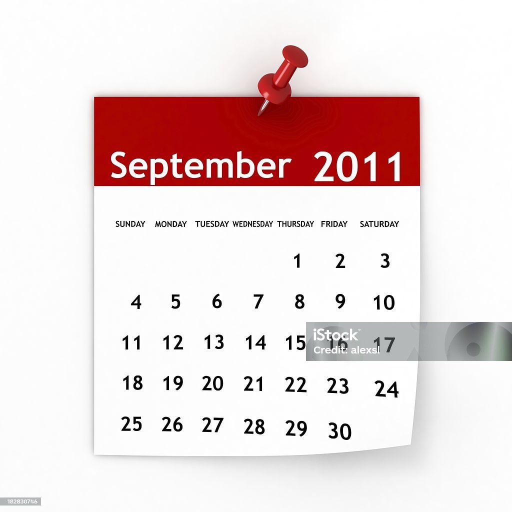 Calendário série de setembro de 2011 - Foto de stock de 2011 royalty-free