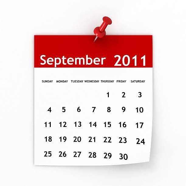 сентябрь 2011-календарь series - september calendar three dimensional shape 2011 стоковые фото и изображения