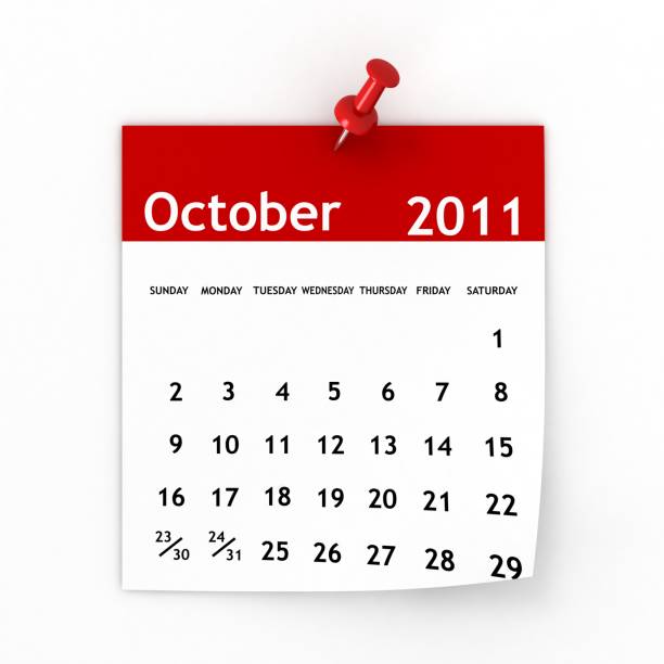 serie calendario de octubre de 2011: - october calendar 2011 month fotografías e imágenes de stock