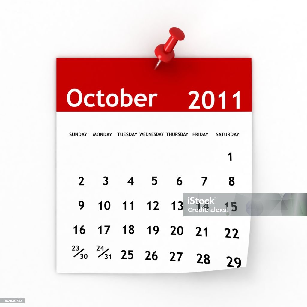 Série de outubro de 2011-calendário - Foto de stock de 2011 royalty-free