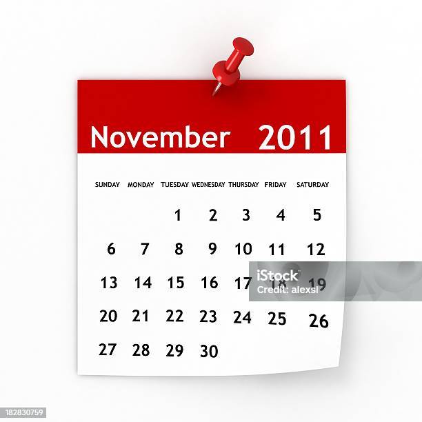 Serie Calendario De Noviembre De 2011 Foto de stock y más banco de imágenes de 2011 - 2011, Calendario, Cuadrado - Composición