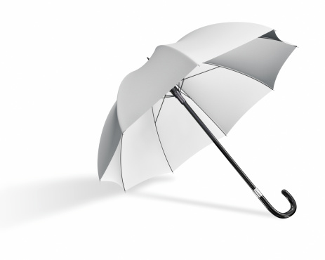 White umbrella on white background.