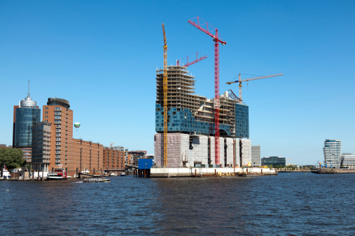The western part of Hafencity Hamburg, currently Europe?s largest inner-city building site, as of July 2010.