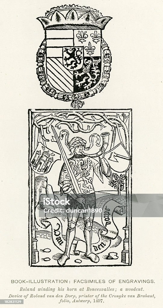 Medieval iluminación de Roland - Ilustración de stock de Escudo de armas libre de derechos