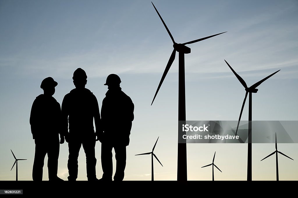 Meeting im Windturbinen - Lizenzfrei Kontur Stock-Foto