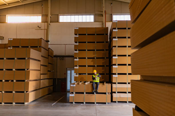 istock Worker with Down syndrome having break in factory, warehouse, drinking coffee from thermos. Concept of workers with disabilities, support in workplace. 1828315184