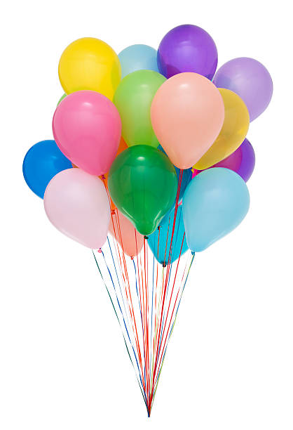 A bunch of multicolored balloons stock photo