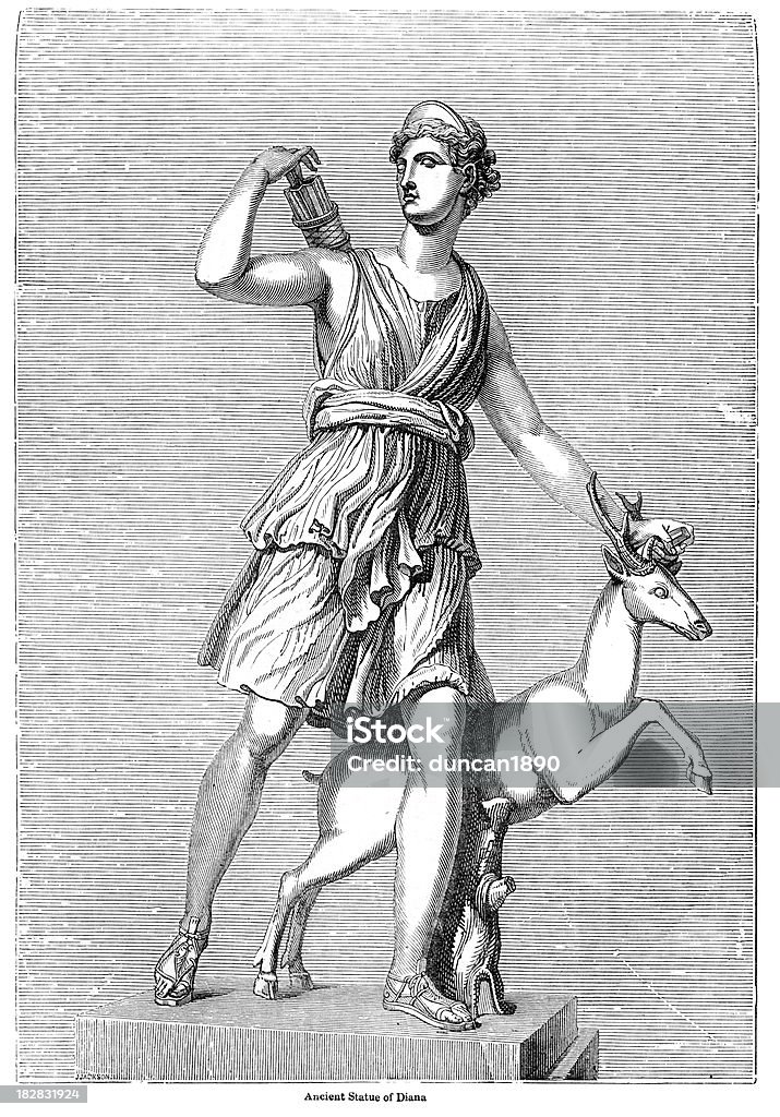 Ancienne Statue de la déesse de la princesse Diana - Illustration de Artémis - Déesse libre de droits