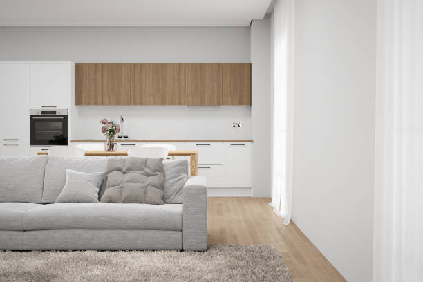 istock Living room with dining room and kitchen. 1828321018