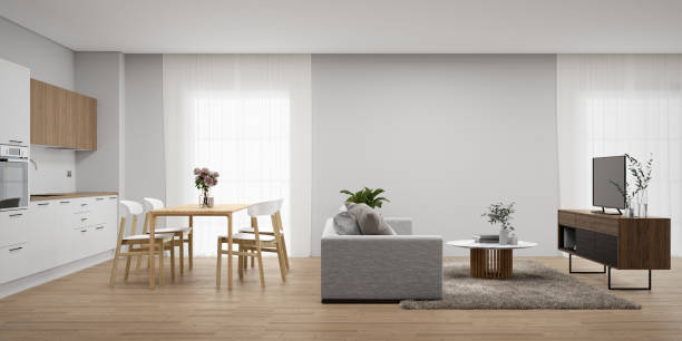istock Living room with dining room and kitchen. 1828321026