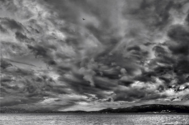 dramatic cloudy ,heavy sky over the sea
