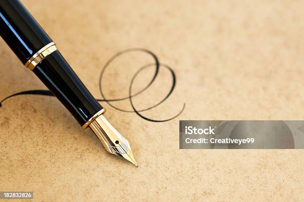 Fountain Pen Flourish Stock Photo - Download Image Now - Fountain Pen, Pen, Calligraphy