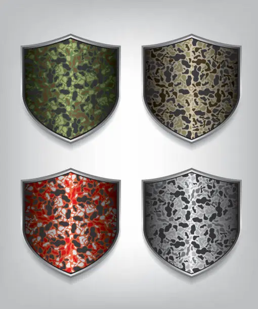 Vector illustration of Camouflage shield illustration