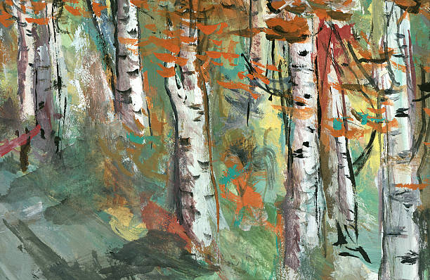 istock Birch trees - watercolor painting 182833365