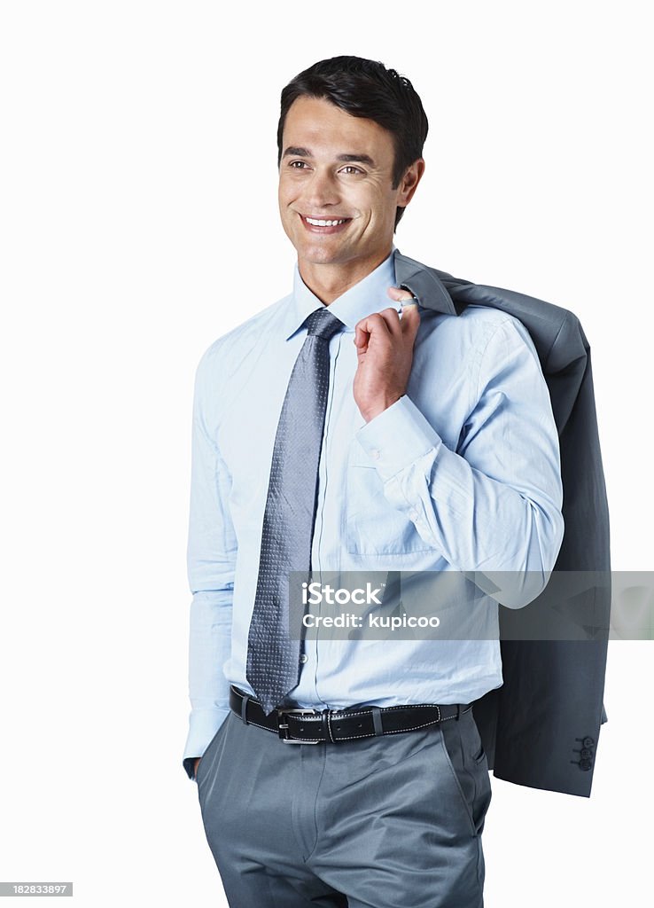 행복한 남자 사업가 입석 (흰색 배경 - 로열티 프리 30-34세 스톡 사진