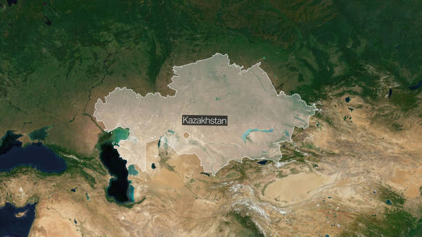 казахстан - эксплорер: географические карты стокового изображения - satellite view topography aerial view mid air стоковые фото и изображения