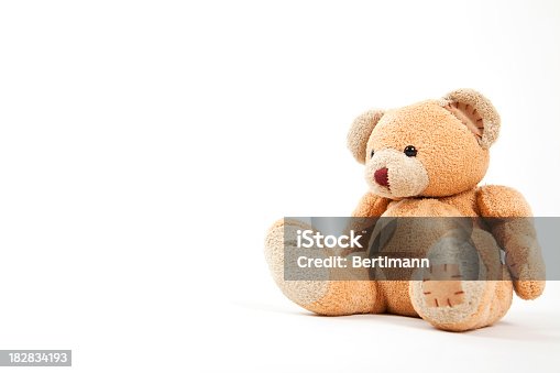 istock Small teddy bear isolated on white  182834193