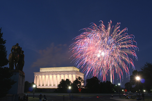 Fireworks at the National Mall in Washington DC on 4th of July 2010.