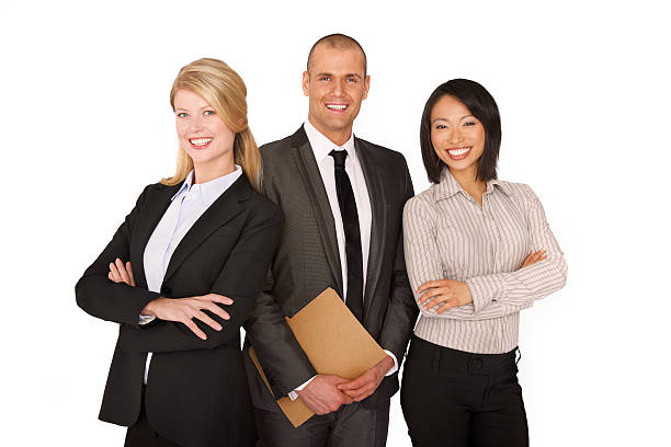 istock Happy business team on a white background 182834566