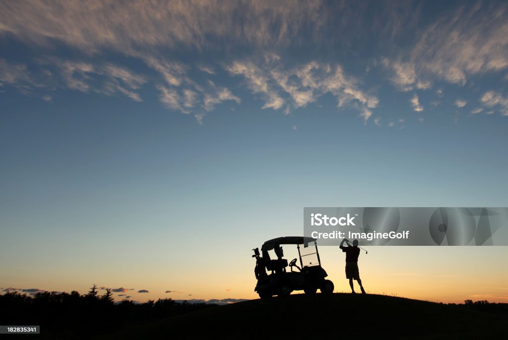 Golfer Silhouette - Foto de stock de Cochecito de Golf libre de derechos