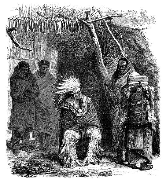 Engraving of native american chief 1868  comanche indians stock illustrations