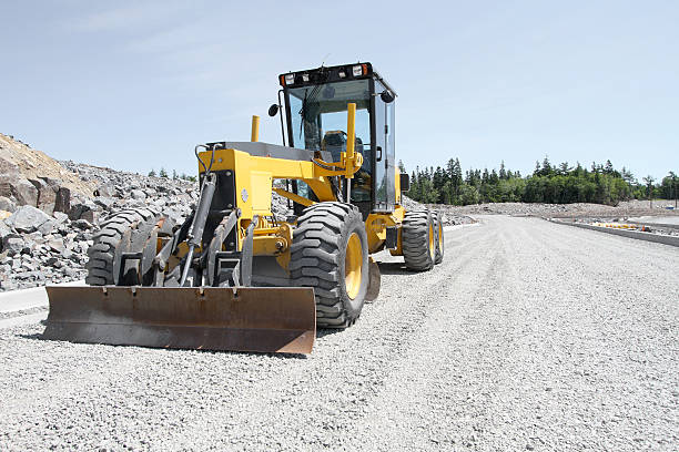 road nivelador - construction machinery machine industrial equipment grader fotografías e imágenes de stock