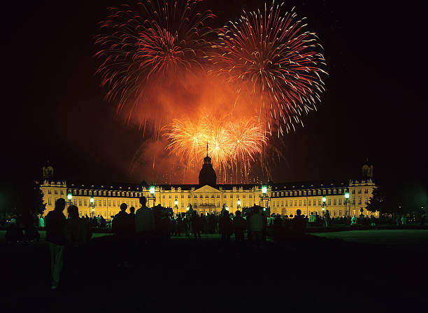 istock Karlsruhe  chateau with fireworks pyrotechnics (image size XXL) 182836079