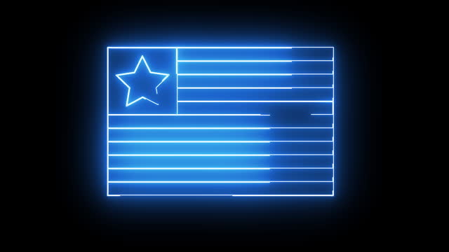 Liberia country flag animation with glowing neon saber effect