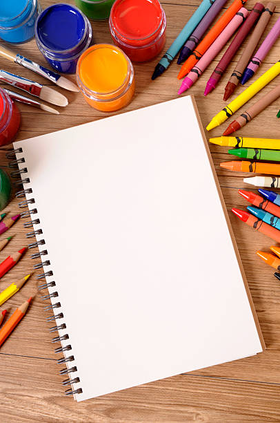 istock School supplies with blank book 182836258