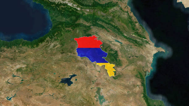 армения - исследователь: карты для определения стран стоковое изображение - satellite view topography aerial view mid air стоковые фото и изображения