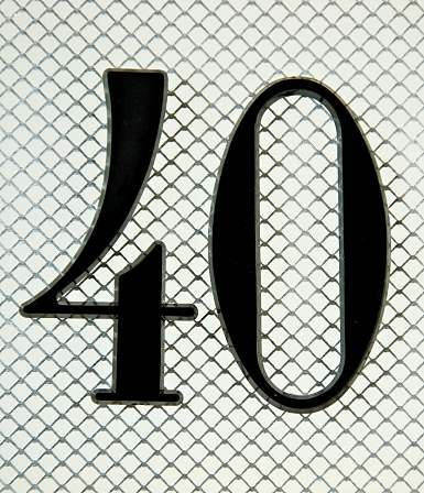 The number 40 on silver mesh.
