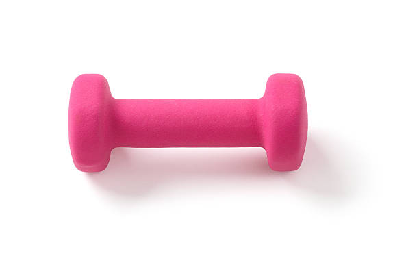 istock A light, pink hand weight on a white background 182836358