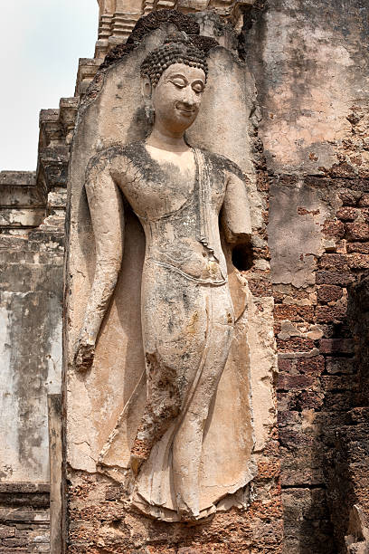 istock Sukhothai era stucco walking Buddha. 182836414