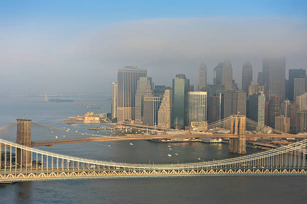 istock Manhattan downtown - aerial view 182836490