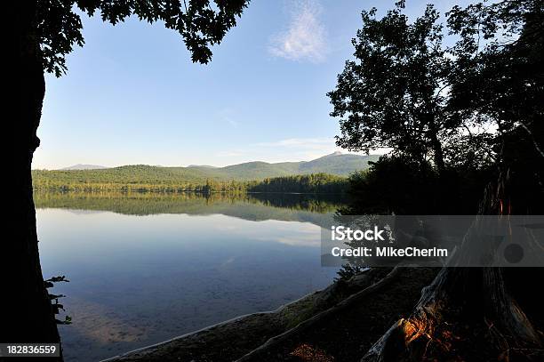 Chocorua Morning Shore With Background Mountain Stock Photo - Download Image Now - Tamworth Village - New Hampshire, Appalachia, Beauty In Nature