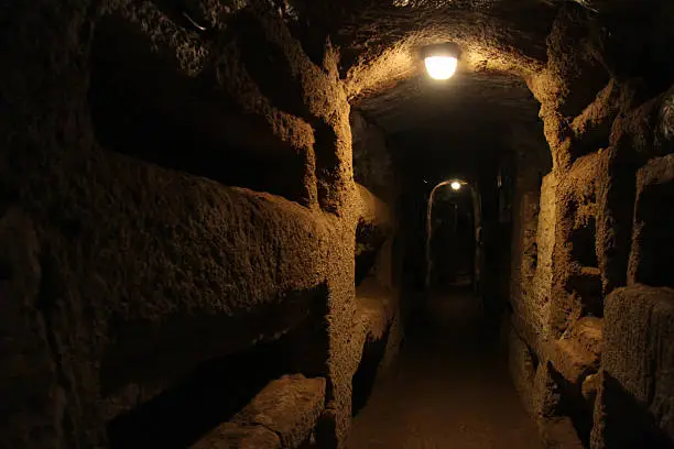 "Catacombs of San Callisto in Rome, Italy."