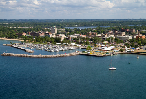 Aerial view of Traverse City, Michigan.