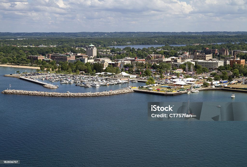 Traverse City, Michigan Aerial view of Traverse City, Michigan. Traverse City Stock Photo