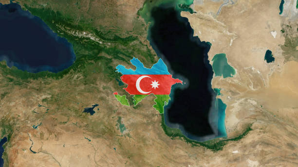 azerbaijan - explorer: country identification maps стоковое изображение - satellite view topography aerial view mid air стоковые фото и изображения